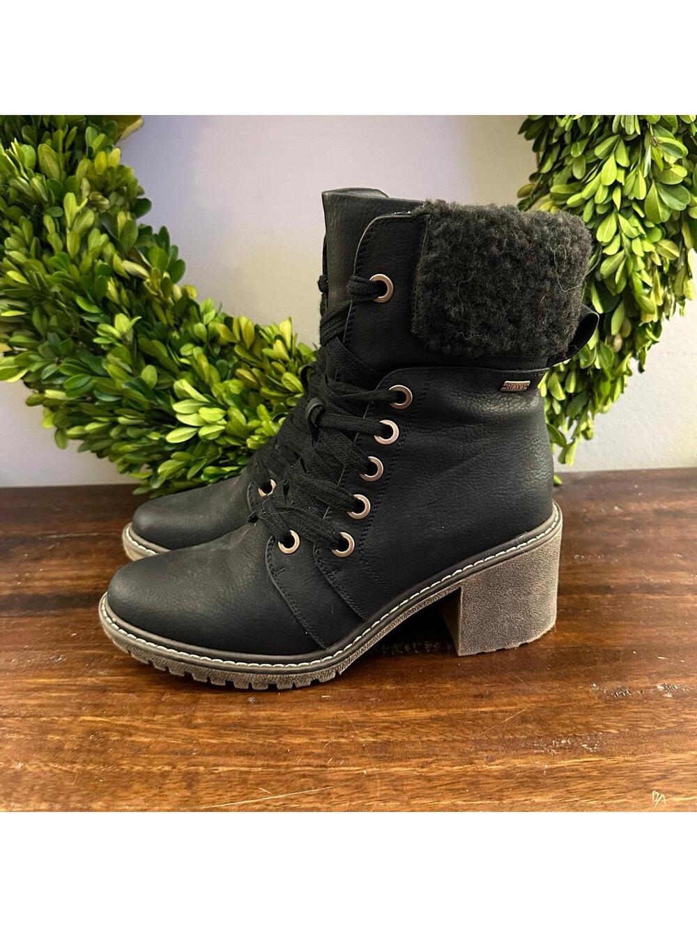 Roxy Whitley Heeled Lace Up Combat Moto Boots 9